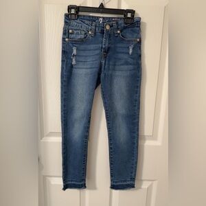 7 For All Mankind Blue Distressed Skinny Jeans